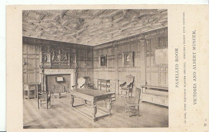 Museum Postcard - Panelled Room - Of Oak - With Moulded Plaster Ceiling  ZZ894