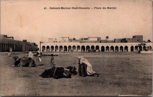 Algeria Colomb Bechar Sud Oranais Place du Marche Vintage Postcard C047