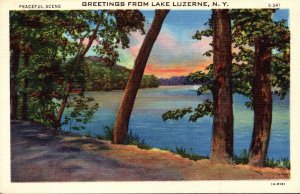New York Greetings From Lake Luzerne Curteich