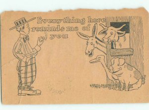 1906 Comic MAN WITH FARM ANIMALS AB9004