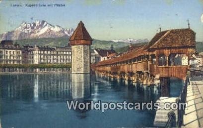 Kapellbrucke mit Pilatus Luzern Swizerland 1925 