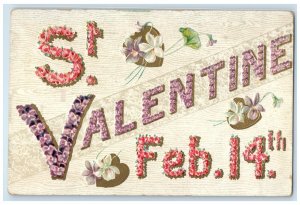 1909 Valentine Letters Covered Flowers Embossed Lincoln Nebraska NE Postcard