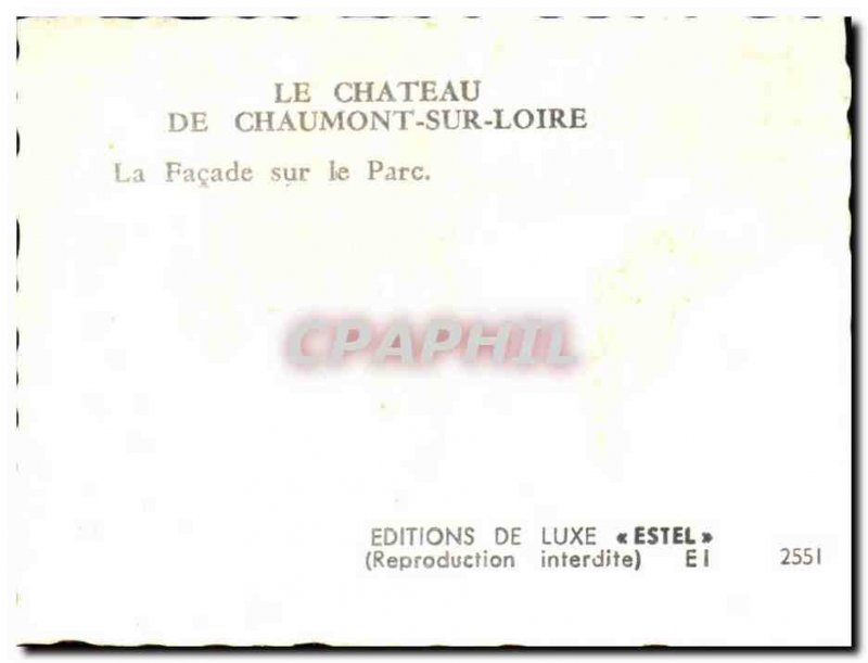 Modern Postcard the Chaumont sur Loire chateau facade on the park