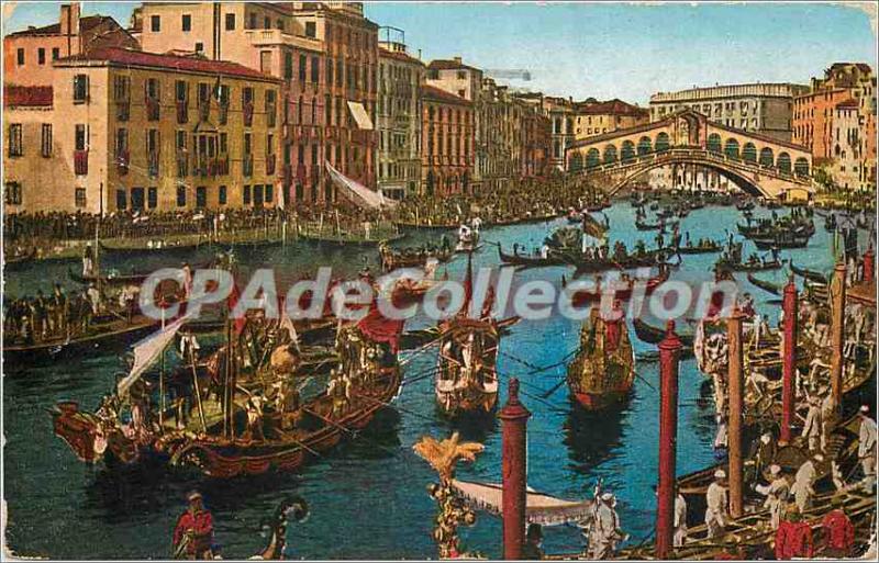 Postcard Old Venice Canal Grande in festa