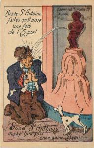 Artist Impression C-1910 Postcard Man and peeing fountain Comic Humor 754