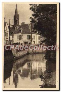 Old Postcard Brittany Finistere Pont Aven Aven through the City