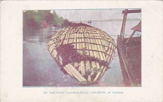 Trees Log Raft Columbia River 7,000,000 Feet Of Lumber