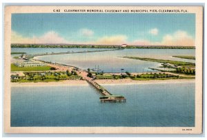 c1940's Clearwater Memorial Causeway and Municipal Pier Florida FL Postcard 