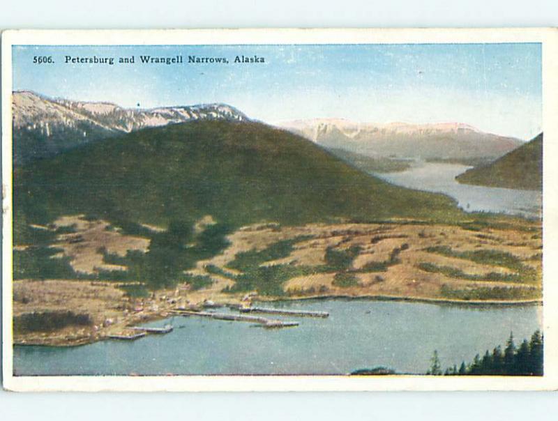 Unused W-Border PETERSBURG AND WRANGELL NARROWS Near Sitka & Juneau AK p0478