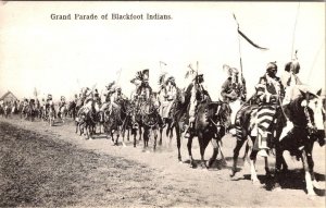 Native American  GRAND PARADE OF BLACKFOOT INDIANS  A.Y. & Co. 1907 B&W Postcard