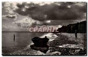 Saint Aubin sur Mer Old Postcard Backlight on cliffs