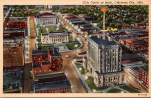 Oklahoma Oklahoma City Civic Center By Night Curteich