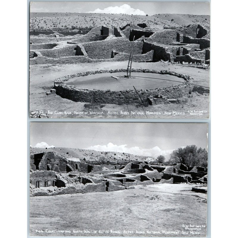 x2 LOT c1940s San Juan Co, NM Aztec Ruins National Monument RPPC Real Photo A175