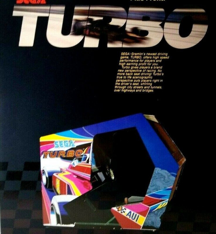 Turbo Arcade Flyer Vintage 1982 Original Retro Video Game Art Promo 8.5 x 11