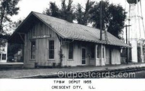 TP and W Depot, Crescent City, IL, Illinois, USA Kodak Real Photo Paper Train...