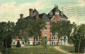 Vintage Postcard; McPherson KS Old High School, Posted 1908