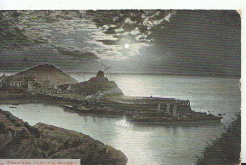 Devon Postcard - Ilfracombe - Harbour By Moonlight - Ref TZ5619