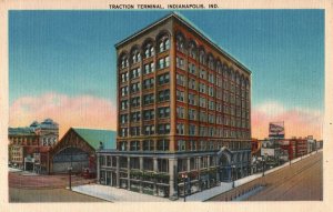 VINTAGE POSTCARD TRACTION RAILWAY TERMINAL AT INDIANAPOLIS INDIANA