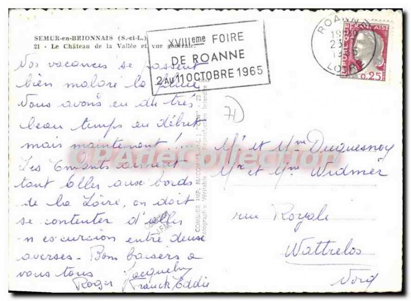 Modern Postcard Semur en Brionnais The S and The Chateau de la Vallee and gen...