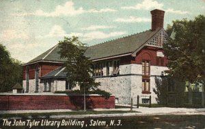 Vintage Postcard 1907 The John Tyler Library Building Landmark Salem New Jersey