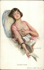 F. Earl Christy Beautiful Woman Reading Love Letters LOVINGLY YOURS Postcard