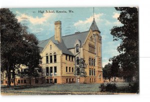 Kenosha Wisconsin WI Creased Postcard 1910 High School