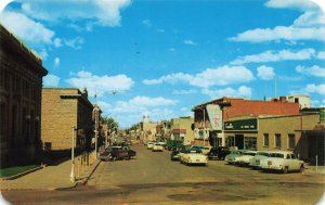 Rawlins WY Cedar Street Post Office Old Cars Postcard