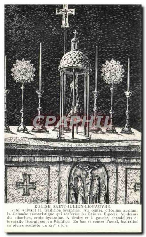 Old Postcard Paris Eglise Saint Julien Le Poor Altar following the Byzantine ...