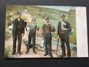 Pittsburg, Pa. Miners at mine entrance with picks and pails Postcard Ref 61040 