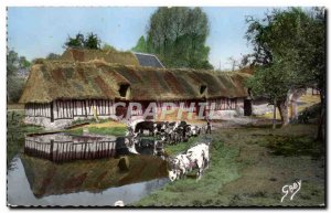 Old Postcard Normandy Farm Court (cap folklore)