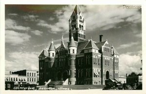 IL, Robinson, Illinois, Court House, 1940's Cars, RPPC