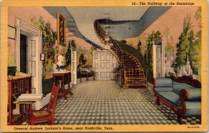 Hallway Hermitage Gen Andrew Jacksons Home Nashville TN Tennessee Linen Postcard 