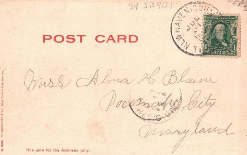 Vintage Postcard View Of Residence Of E.H. Barney Springfield Massachusetts MA 