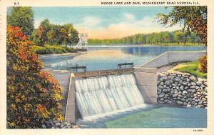 AURORA, IL Illinois   MOOSE LAKE & DAM~Mooseheart   KANE COUNTY   1941 Postcard