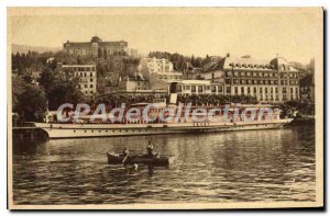 Old Postcard Evian Les Bains The Port To The Royal Hotel Vevey boat