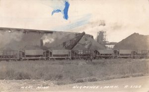 J83/ Negaunee Michigan RPPC Postcard c1940s Maas Mine Railroad Crane 269