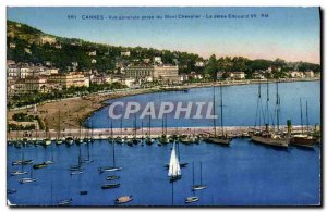 Postcard Old Cannes Vue Generale Jack Du Mont Chevalier Edward VII pier Boat