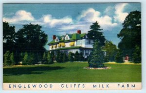 ENGLEWOOD CLIFFS MILK FARM, New Jersey NJ c1940s Linen Roadside Postcard