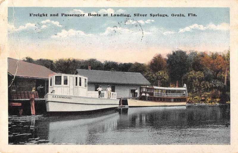 Ocala Florida Frieght and Passenger Boats at landing Vintage Postcard AA11947