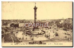 Old Postcard Paris Bastille Square and colonned th July