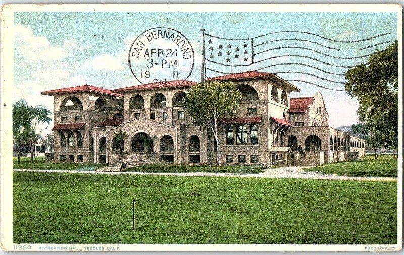 C.1910 Recreation Hall, Needles, Calif. Postcard P122