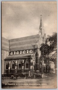Vtg Naugatuck Connecticut CT St Francis RC Church Roman Catholic 1940s Postcard