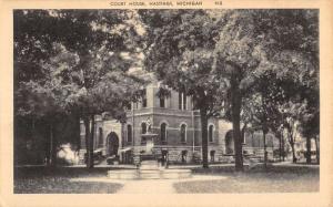 Hastings Michigan Court House Exterior Fountain Antique Postcard K19795