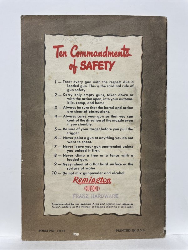 How to be a Crack Shot Guide Book, Form No. 2-8-45