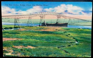 Vintage Postcard 1950's The Port Arthur Bridge, Orange - Port Arthur, Texas