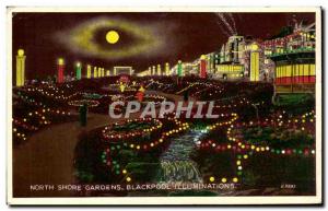 Postcard Old North Shore Gardens Blackpool illuminations