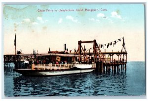 1912 Chain Ferry Steeplechase Island Bridgeport Connecticut CT Vintage Postcard