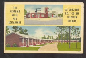 FOLKSTON GEORGIA THE GEORGIAN MOTEL RESTAURANT LINEN ADVERTISING POSTCARD