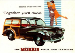 REPRO  Auto~Car Advertising MORRIS MINOR 1000 TRAVELLER Woody Wagon 4X6 Postcard