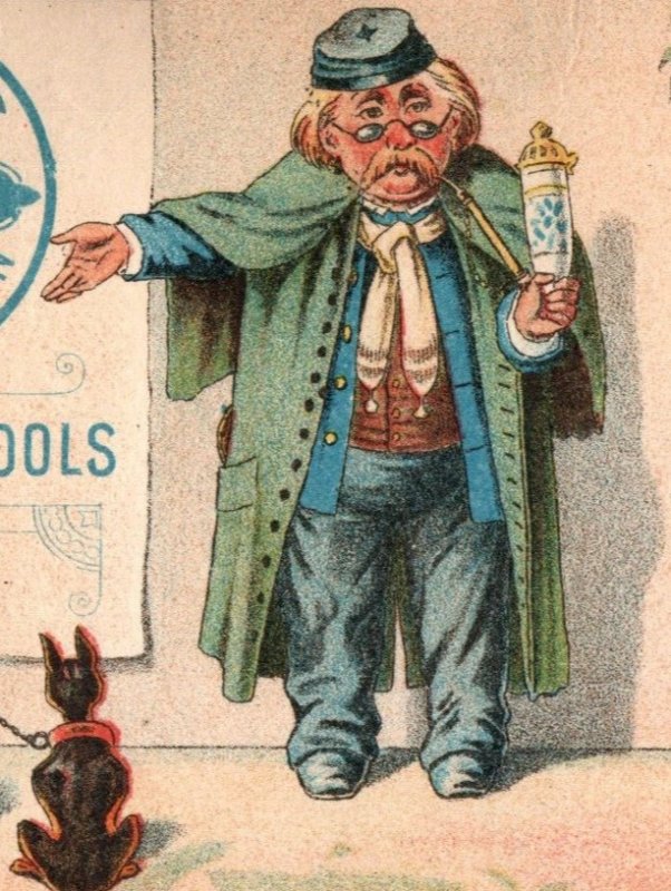 1880s Clark's ONT Spool Cotton Man Smoking Big Pipe Dog Children Street P135